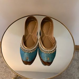 Traditional blue satin Jutti